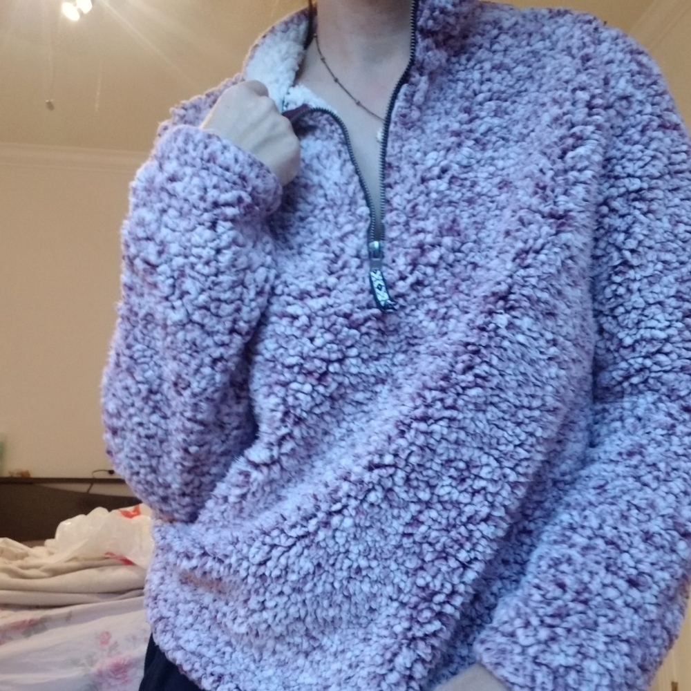 Time and Tru Half Zipper Pull Over Chunky Sweater
